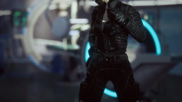 Futuristic Woman in Sci Fi Laboratory alt