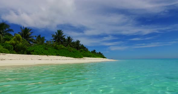 Tropical drone abstract shot of a white sand paradise beach and aqua blue ocean background in best q