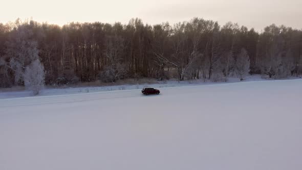 Car riding  white road