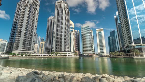 Residential Buildings in Jumeirah Lake Towers Timelapse in Dubai UAE