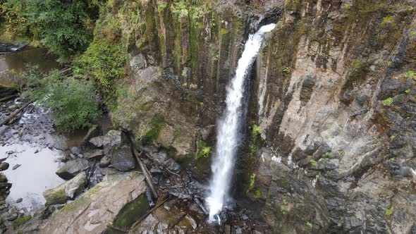 Aerial shot of Drift Creek Falls in Oregon, USA.