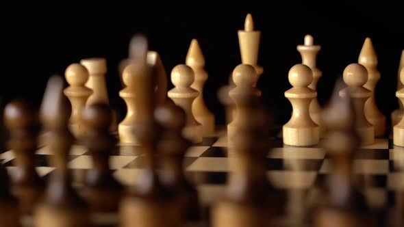 Closeup of Chess on a Black Background