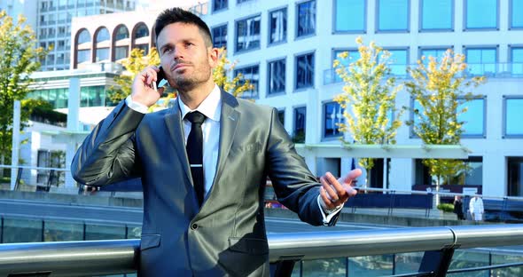 Businessman talking on mobile phone