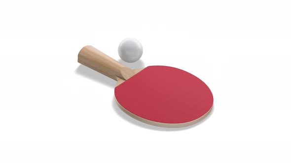 Blank red table tennis racket with ball, looped rotation