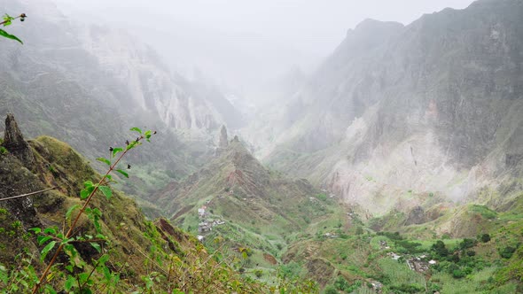 Majestic View of Mountains and Valleys on the Trekking Path on Santo Antao Island