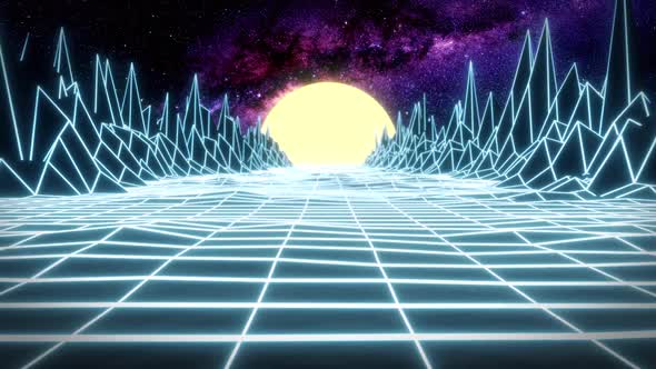 Digital Sci-Fi Environment Seamless VJ Loop - 80s Style