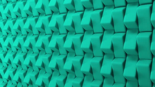 3D Rotating Cyan Bricks Wall Background