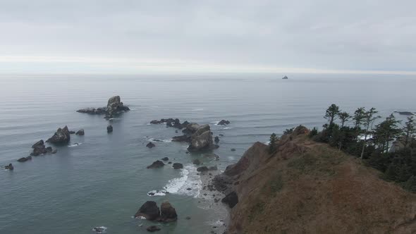 Cannon Beach, Oregon, United States. Beautiful Aerial View of the Rocky Pacific Ocean Coast during a