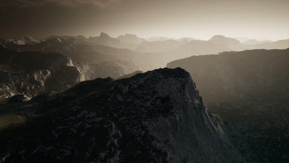 Dramatic Sky Over Steps in a Mountain.