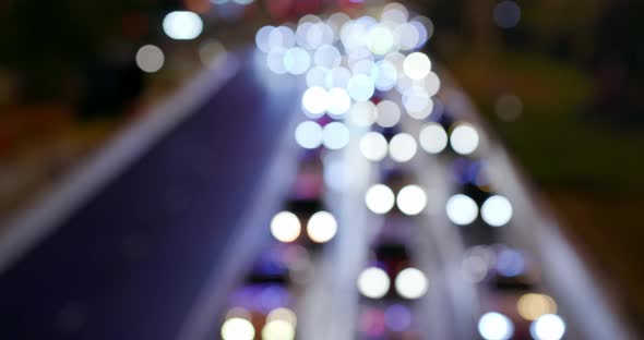 Unfocused of traffic in city at night