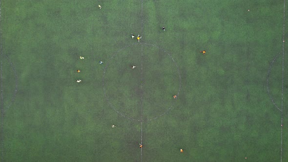 Football Players Are Training In The Stadium