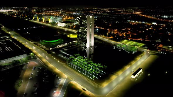 Night scape of downtown Brasilia Brazil. Postal card landmark city.