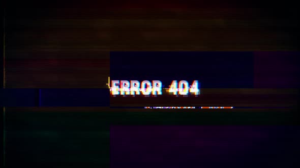 Error 404 text with glitch retro effect