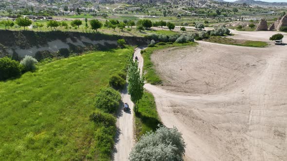 Quad bike safari in Cappadocia aerial view 4 K