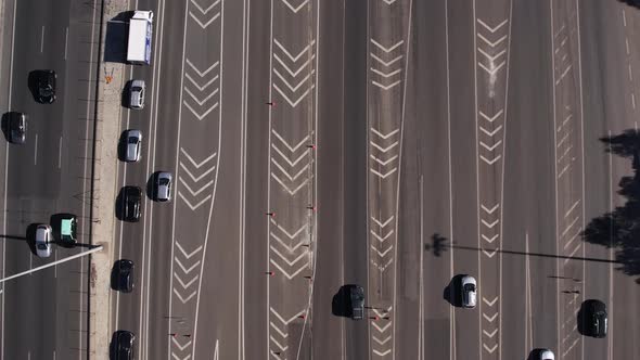 Above View of Cars Passing on Expressway Lanes