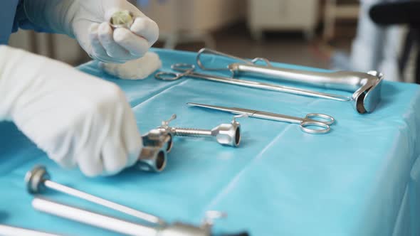 Medical Instruments of Doctor in a Steel Tray