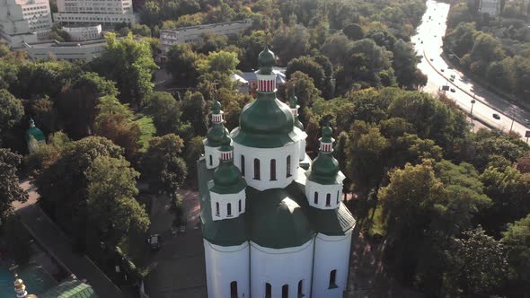 St. Cyril Church in Kyiv. Ukraine. Aerial View