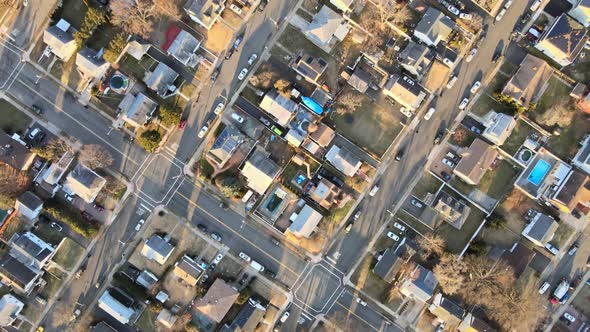 Aerial View Amazing Panoramic Small Town of a Paterson NJ USA Neighborhood with a Lifestyle