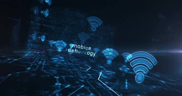 Wifi mobile network communication symbols loop cyber concept alt