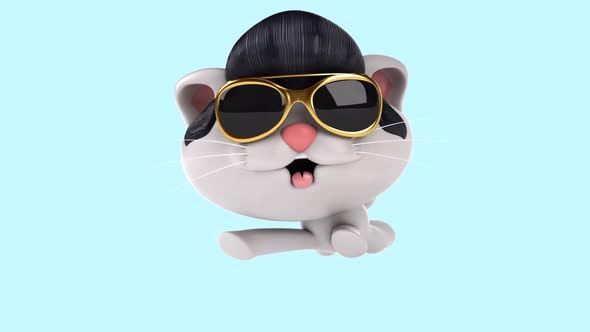 Fun 3D cartoon rockstar cat with alpha channel