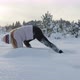 Woman Practice Yoga Pose in Snowy Winter Forest Nature Landscape - VideoHive Item for Sale