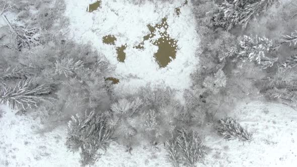 Ariel footage of snow covered landscapes.