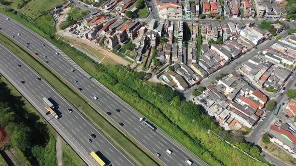 Bandeirantes highway near downtown Sao Paulo Brazil. Famous brazilian road