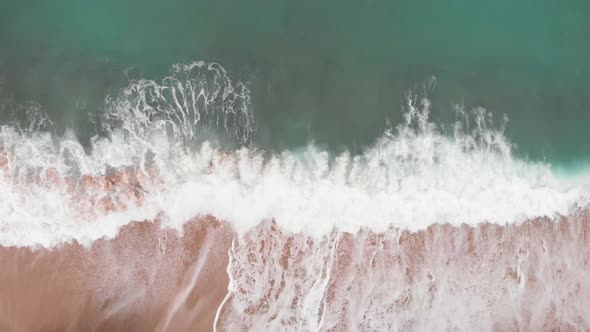 Sea waves top aerial view