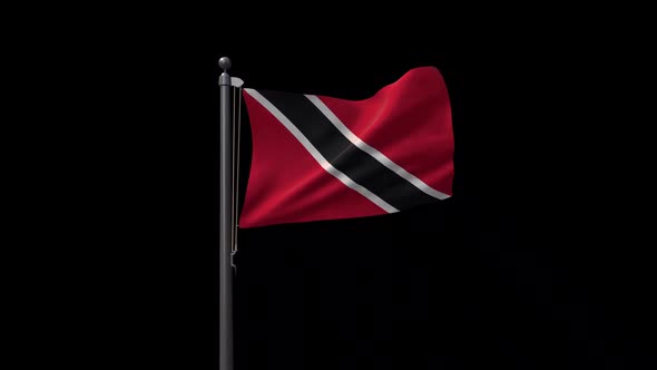 Trinidad And Tobago Flag On Flagpole With Alpha Channel