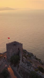 Vertical Video Alanya Castle  Alanya Kalesi Aerial View