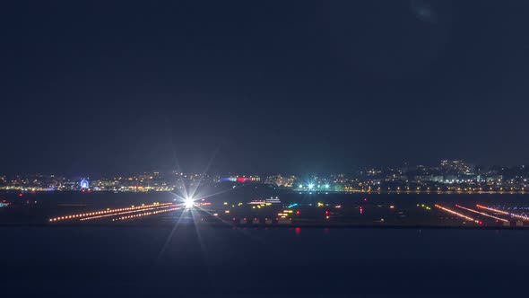 Aerial View of the Airport of Nice in South France Timelapse