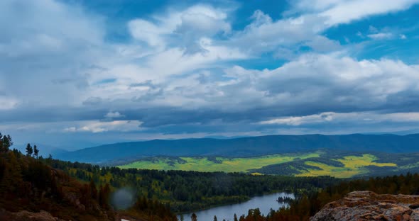 Mountain Lake Timelapse at the Summer or Autumn Time