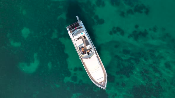 Sailing Yacht Sails to Sea Aerial View 4 K