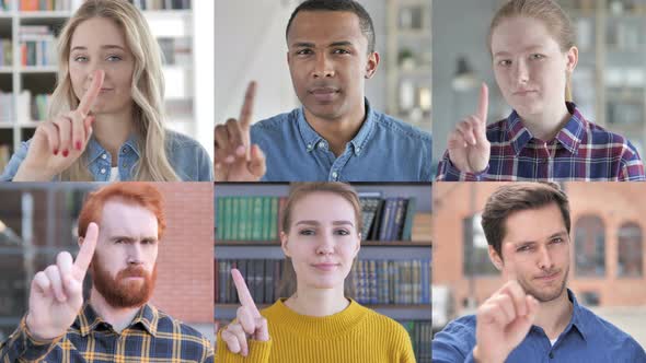 Collage of Young People Saying No With Finger Gesture