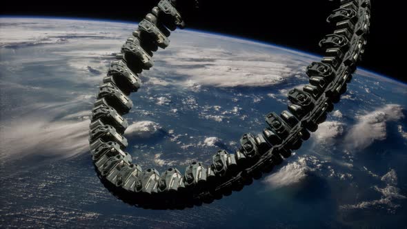 Futuristic Space Station on Earth Orbit alt