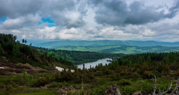 Mountain Lake Timelapse at the Summer or Autumn Time