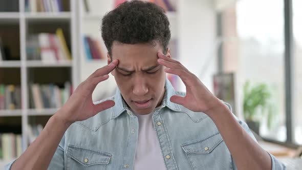 Young African American Man Having Pain in Head, Headache 