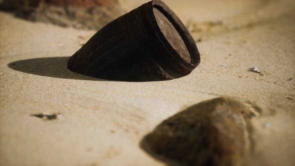 Old Wooden Barrel on the Beach