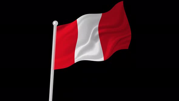 Flag Of Peru Flying Animated Black Background