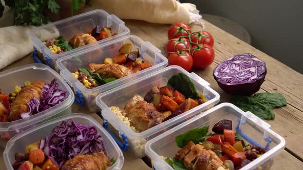 Healthy Homemade Meal Prep. Reusable Takeaway Containers and Lunch Box. Packing a Zero Waste Lunch