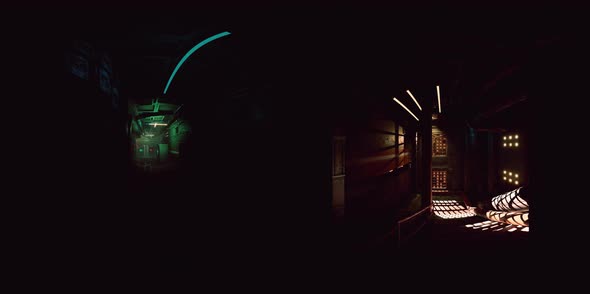 A Long Corridor with Many Open Doors of a Lost Place alt