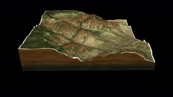 Grand Canyon Arizona terrain  map 3D render 360 degrees loop animation