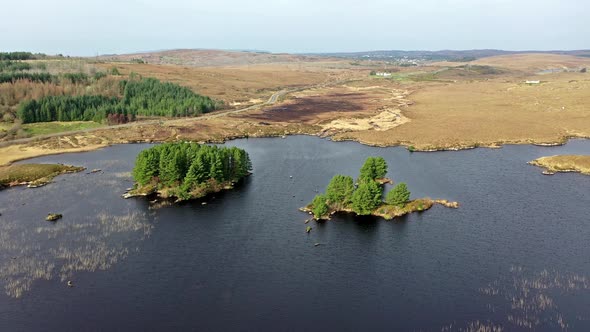 Aerial View of Loch Mhin Leic Na Leabhar - Meenlecknalore Lough - Close To Dungloe in County Donegal