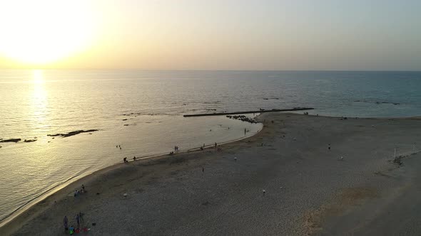 Aerial view of Caesarea Maritima and the sea