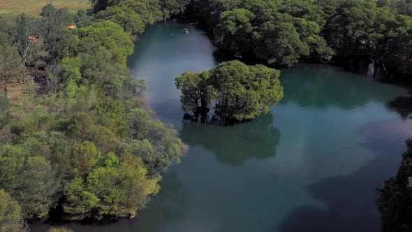 AERIAL: Lago De Camecuaro, Tangancicuaro, Mexico (Flying Around)