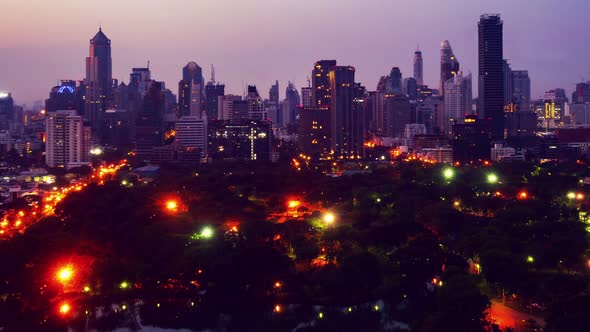 Day and Night Transition Time Lapse of Cityscape and Buildings in Metropolis