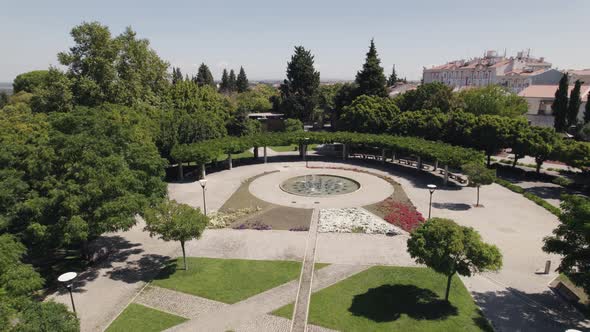 Beautiful garden and public park, Castelo Branco, Portugal. Aerial view