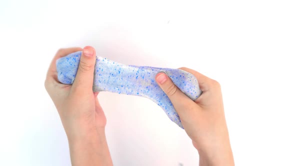 Playing with Textured Slime Stretching