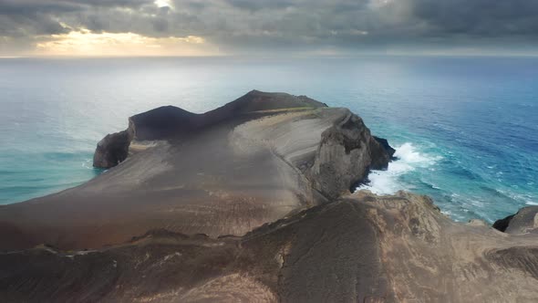 Amazing Capelinhos Volcano at Sunset Faial Island Azores Portugal Europe