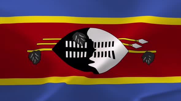Eswatini or Swaziland Waving Flag 4K Moving Wallpaper Background